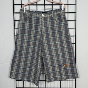 Coogi Australia Plaid‎ Bermuda Shorts Mens 36 (fits 34") Gray Skater Grunge 90s